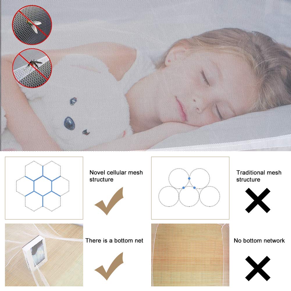 Portable Pop-Up Brown Mosquito Net Tent for Bed, L79 x W71 x H59 inch Large Folding Mosquito Netting with Net Bottom, 2 Entries, Suit for Twin to King Size Bed