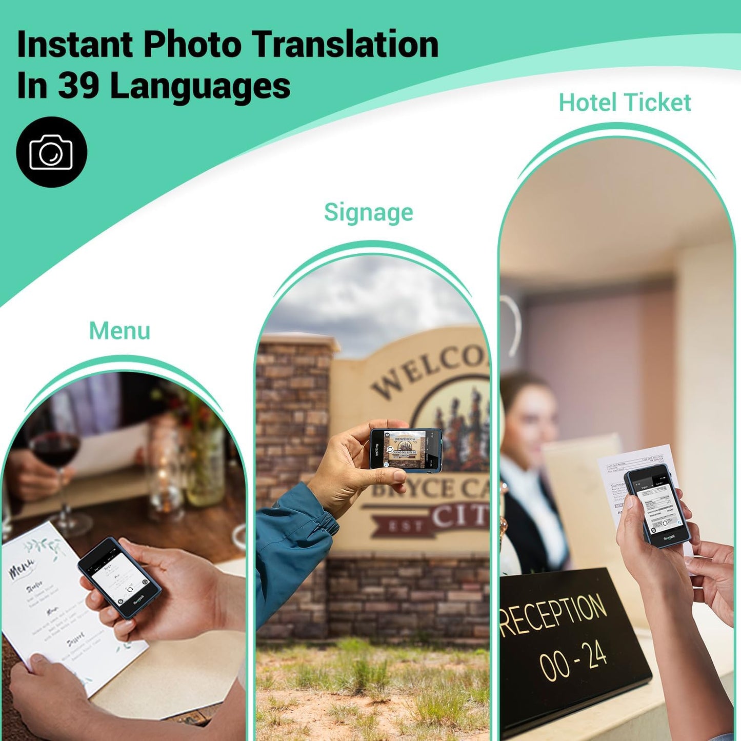 Timekettle, Fluentalk T1 Mini Translator Device No WiFi Needed, Built in 1-Year Global Mobile Data, Supports 40 Languages and Photo Translation, Instant Language Translator for Travelling Blue