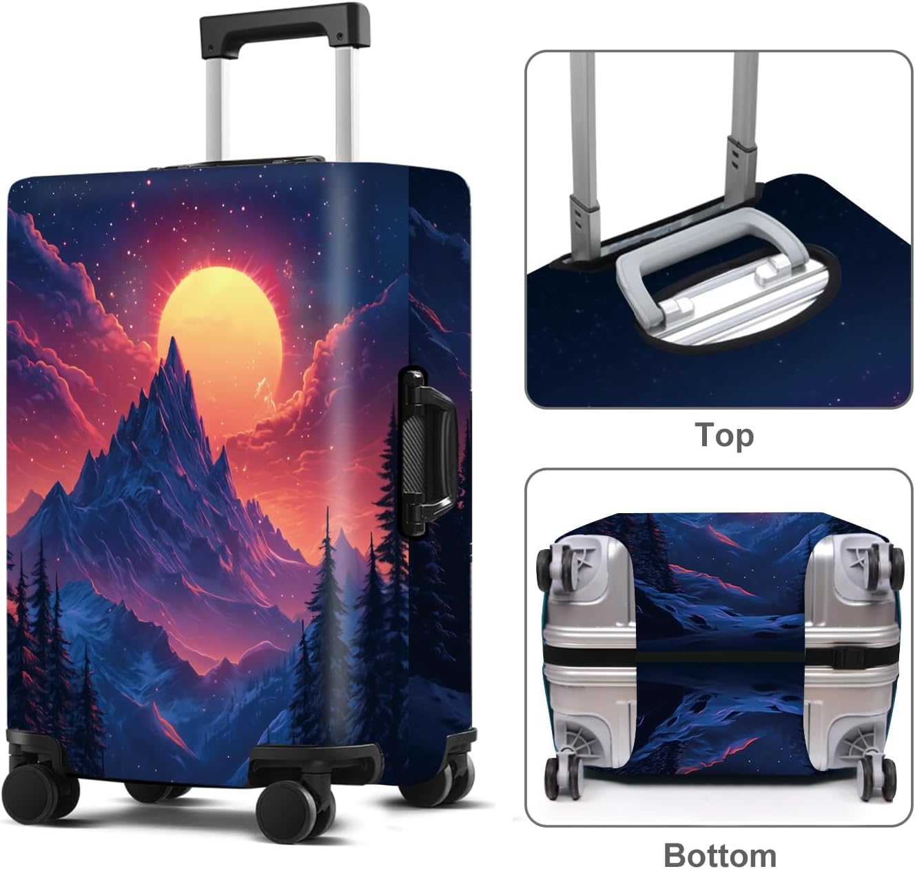 Luggage Cover Washable Suitcase Protector Anti-scratch Suitcase cover Fits 20-34 Inch Luggage (Snow mountain, L(28-30inch suitcase))