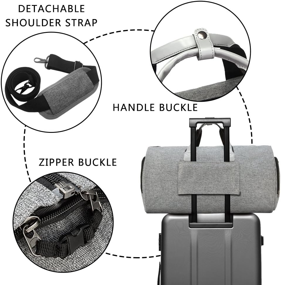 Modoker Convertible Garment Bag with Shoulder Strap, Carry on Garment Duffel Bag for Men Women - 2 in 1 Hanging Suitcase Suit Travel Bags (Grey)