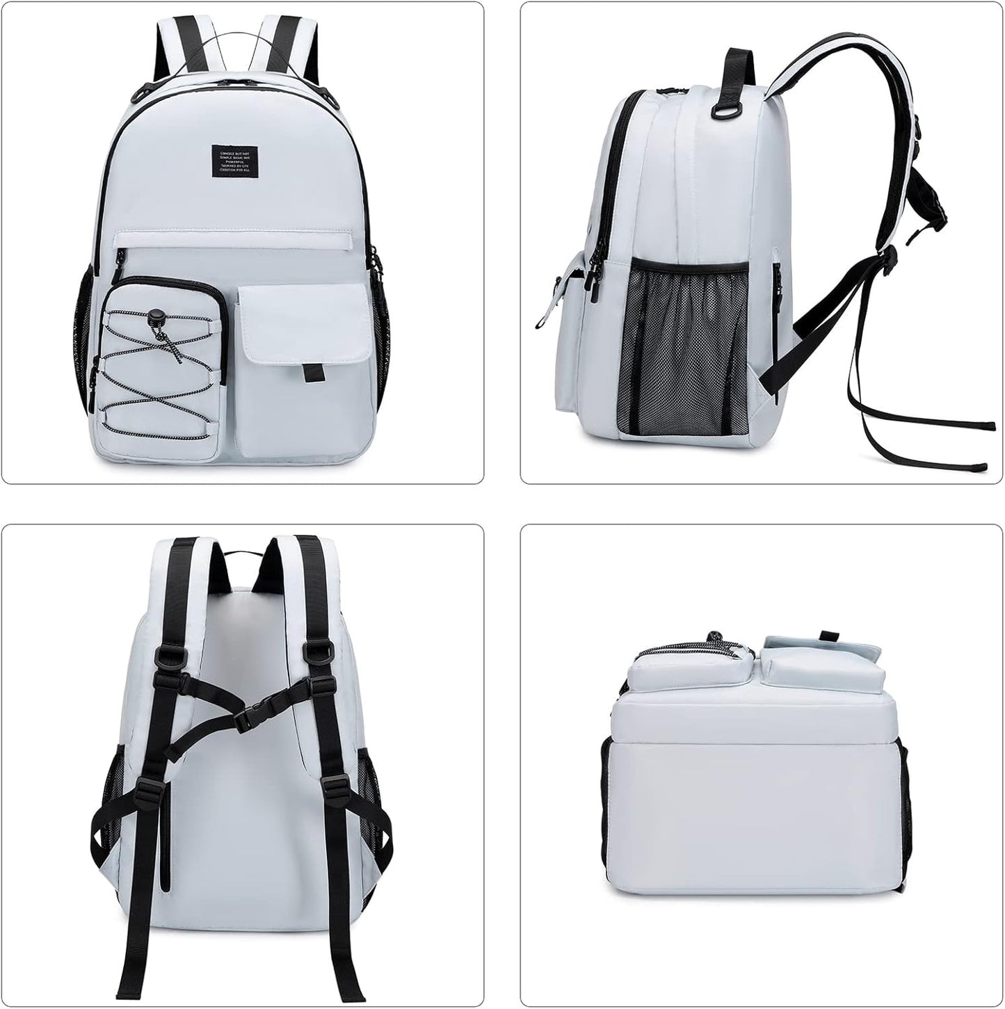 Lohol Casual Backpack for Teen Boys and Girls, Daypack with Anti Theft Pocket for Travel School (Beige)