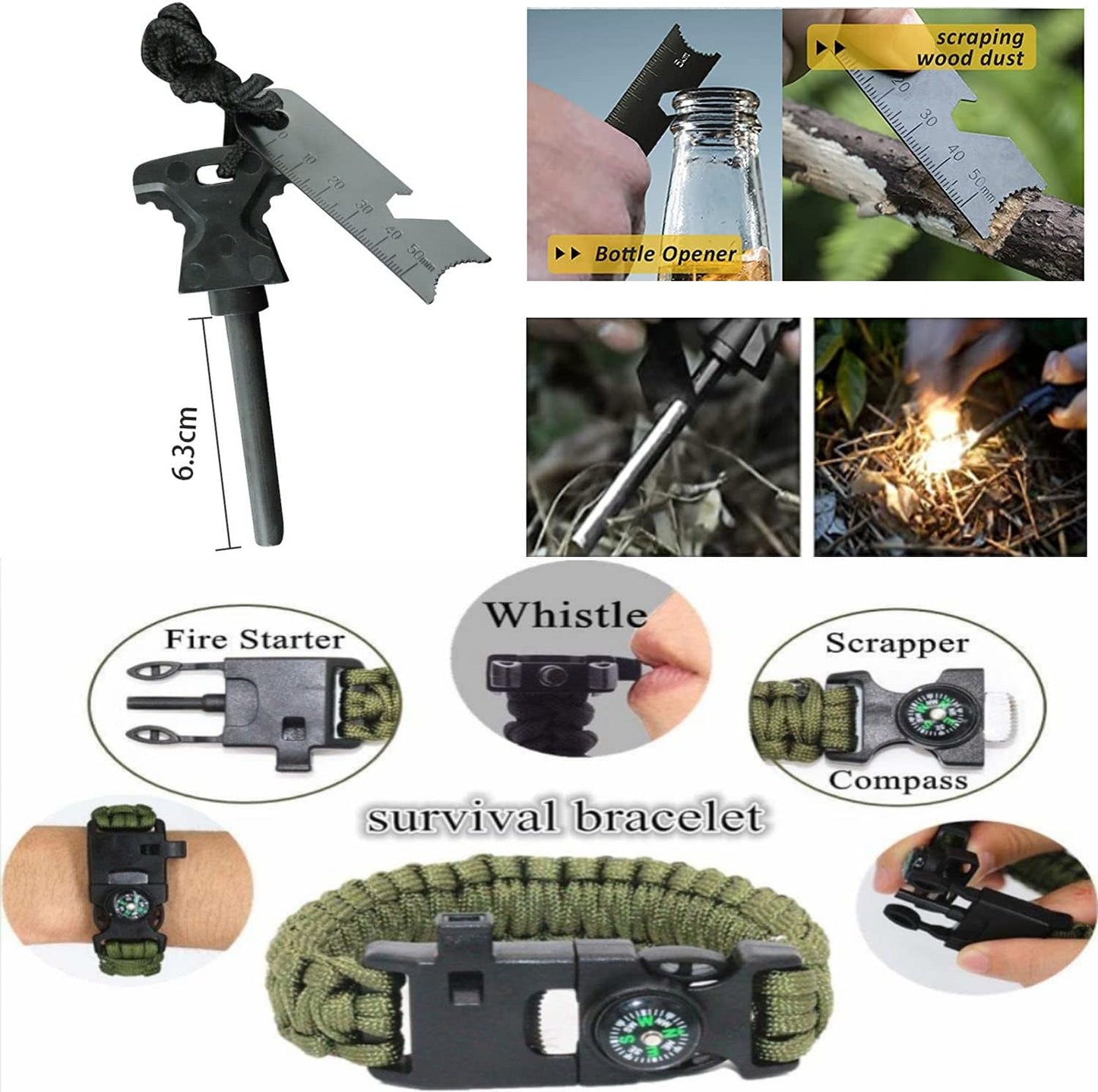 Outdoor Camping Survival Gear and Equipment, Survival Kits Fishing Hunting, Birthday Gifts for Men Dad Him Husband Boyfriend Teen Boy Camping Hiking