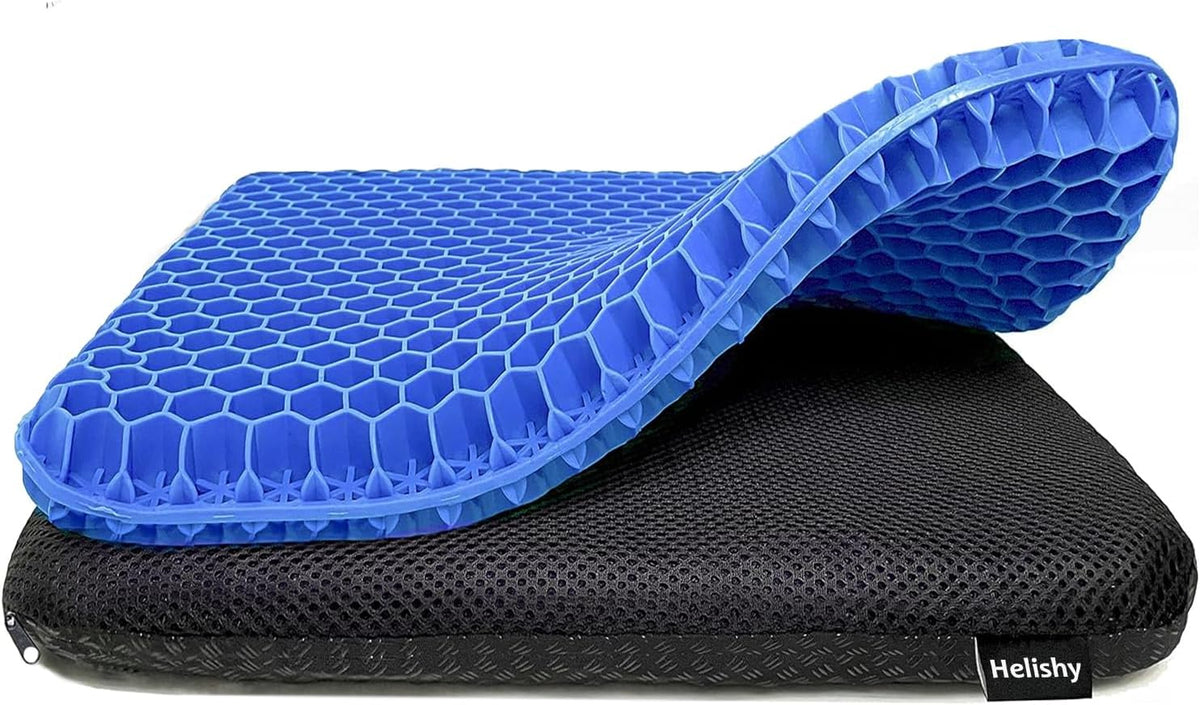 Gel Seat Cushion for Long Sitting Pressure Relief for Back, Sciatica, Coccyx, Tailbone Pain – Office Chair Cushion, Wheelchair Cushions, Truck and Car Seat Cushion (Blue)