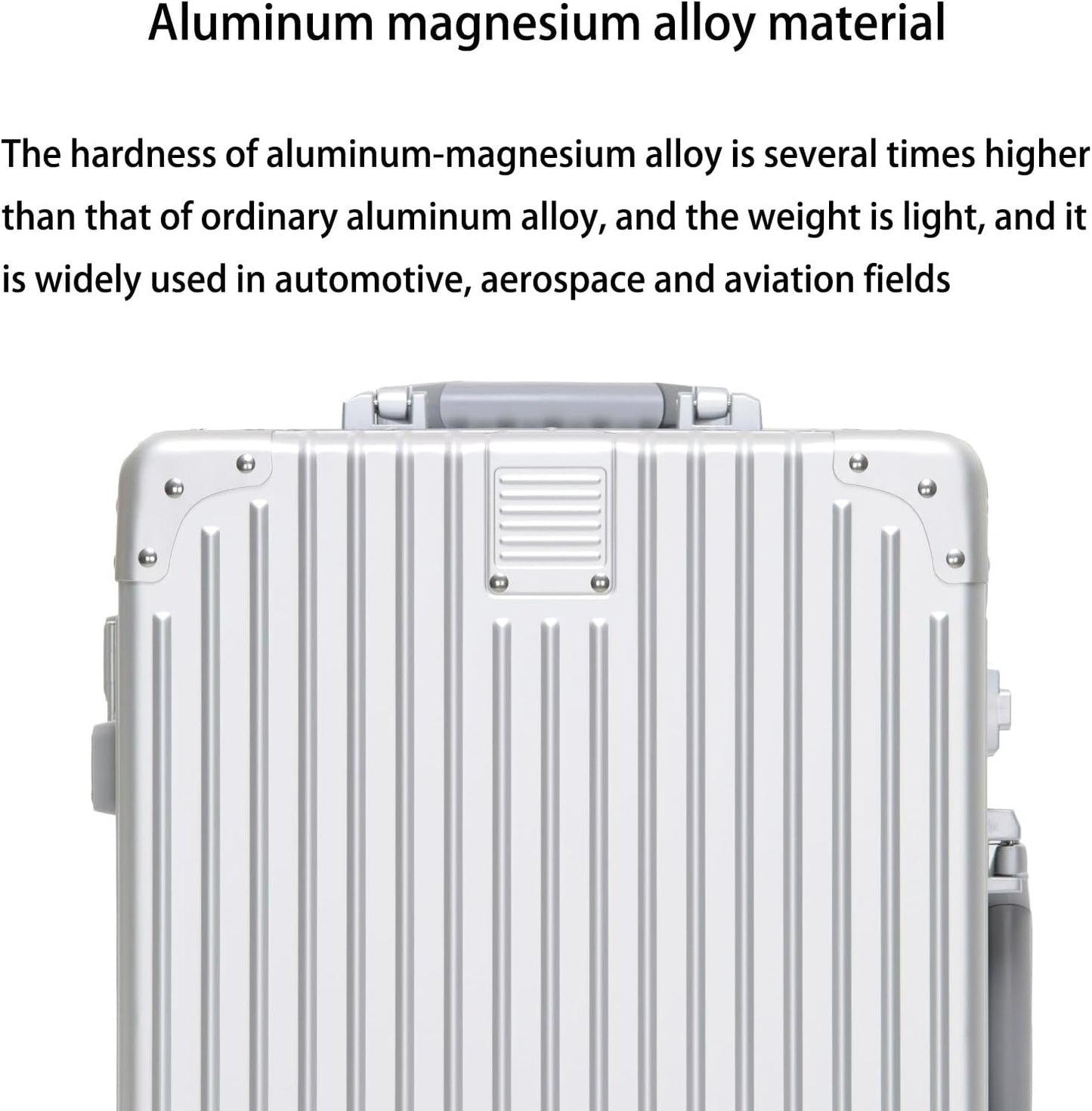 Metal All Aluminum Carry-on Luggage TSA Customs Lock Zipperless Silent Rotary Wheel Business Suitcase Aluminum Frame Set (rose gold, 26 '')