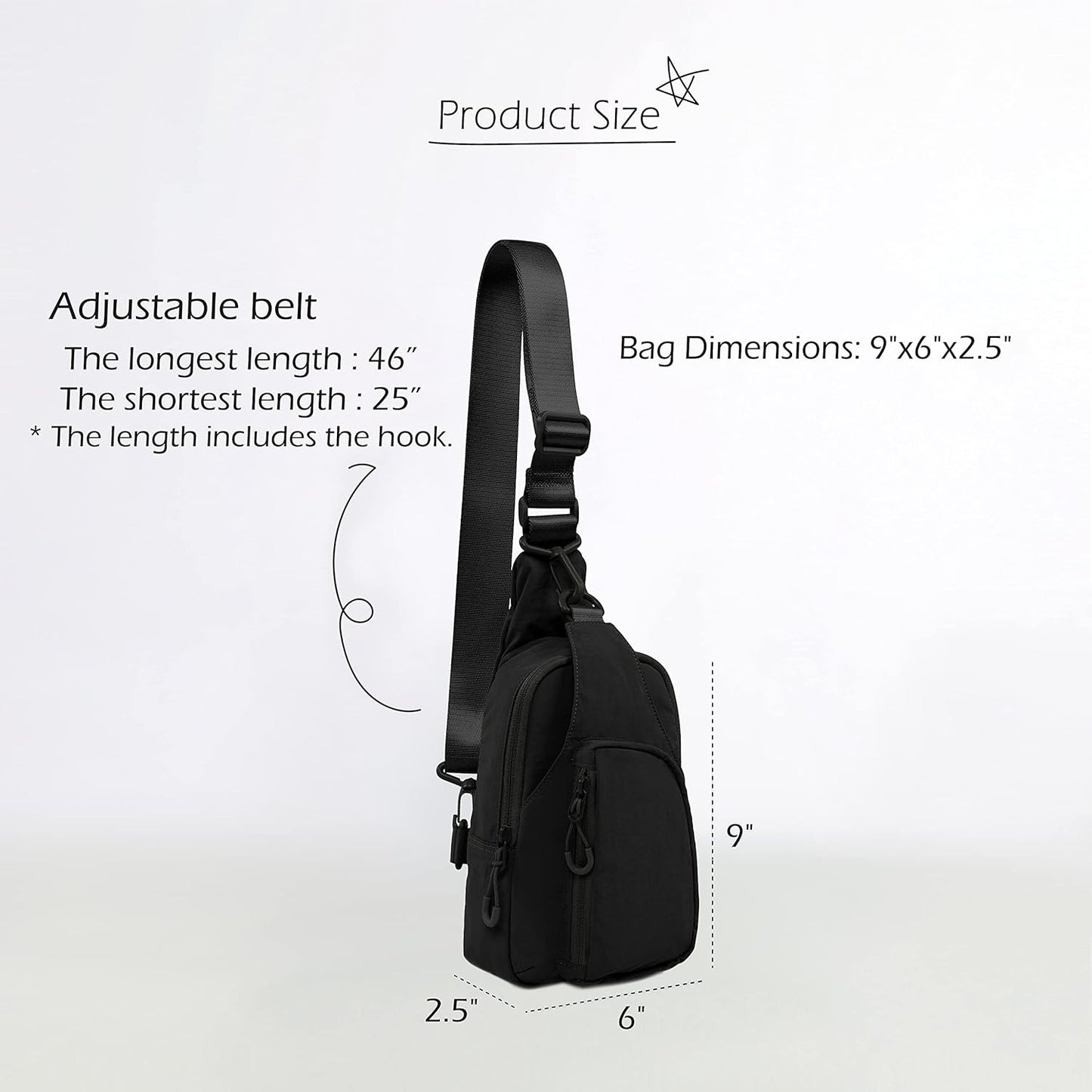ODODOS Daily Sling Bag with Adjustable Straps Crossbody Chest Bag Lightweight Small Backpack for Casual Traveling Hiking