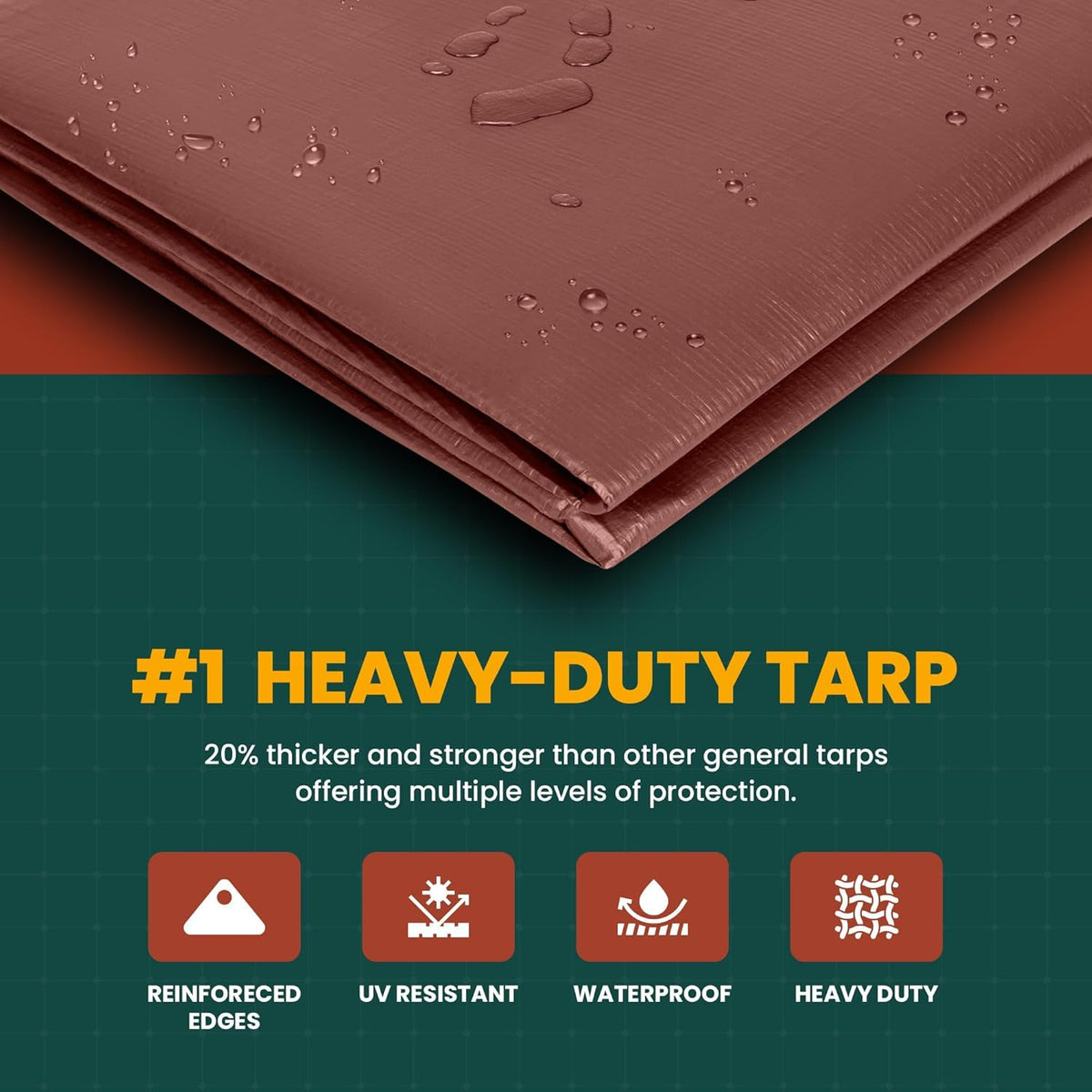 Large Waterproof Tarp - Heavy Duty 10 Mil Thick Poly Tarpaulin Ideal for Canopy Tents, Boats, RV or Pool Covers - Multipurpose Protective Tarps with Grommets for Indoor and Outdoor Use | 50' x 70'