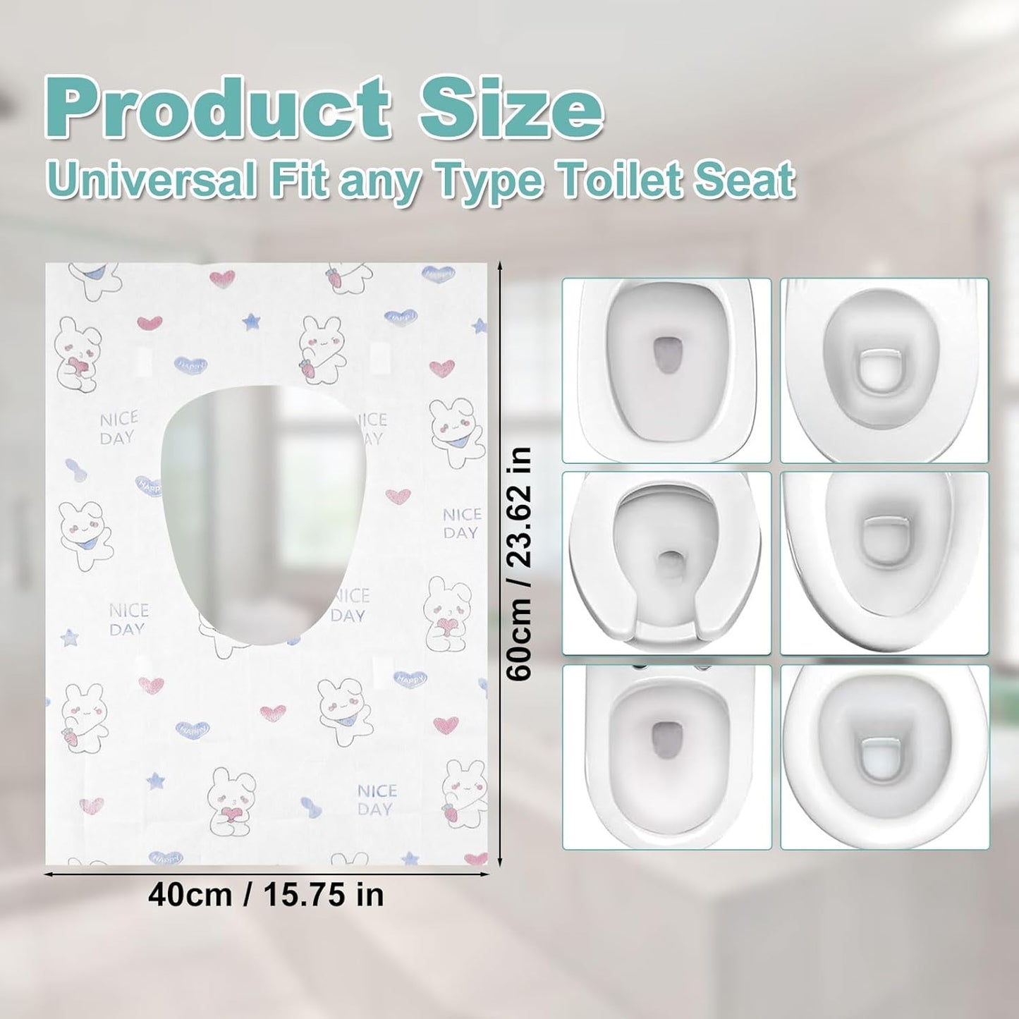 50 Pack Toilet Seat Covers Disposable, Portable Toilet Seat Cover for Travel Waterproof Potty Covers for Toddler(Individually Wrapped）
