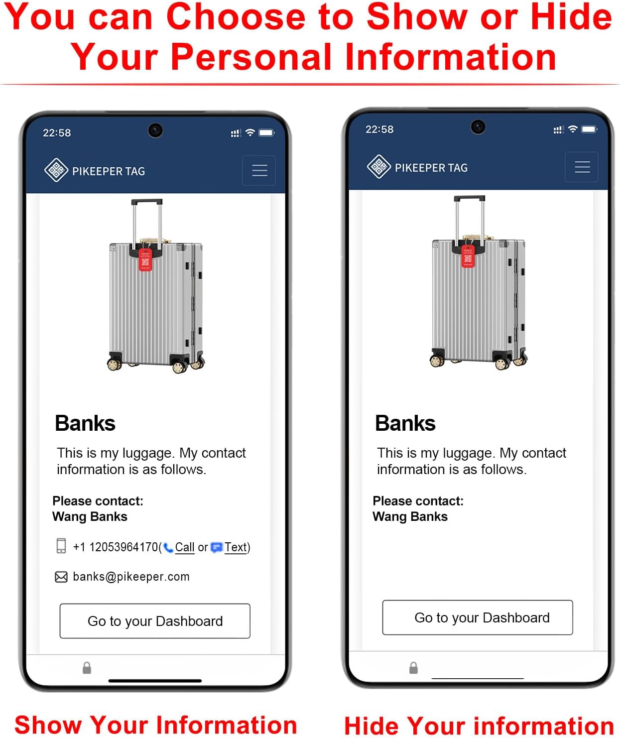 Smart Luggage Tags for Suitcases - Waterproof QR Code Bag Tags with Location Notification When Scanned, Self-Modifiable Info, Durable & Personalized Backpack Travel ID Tags