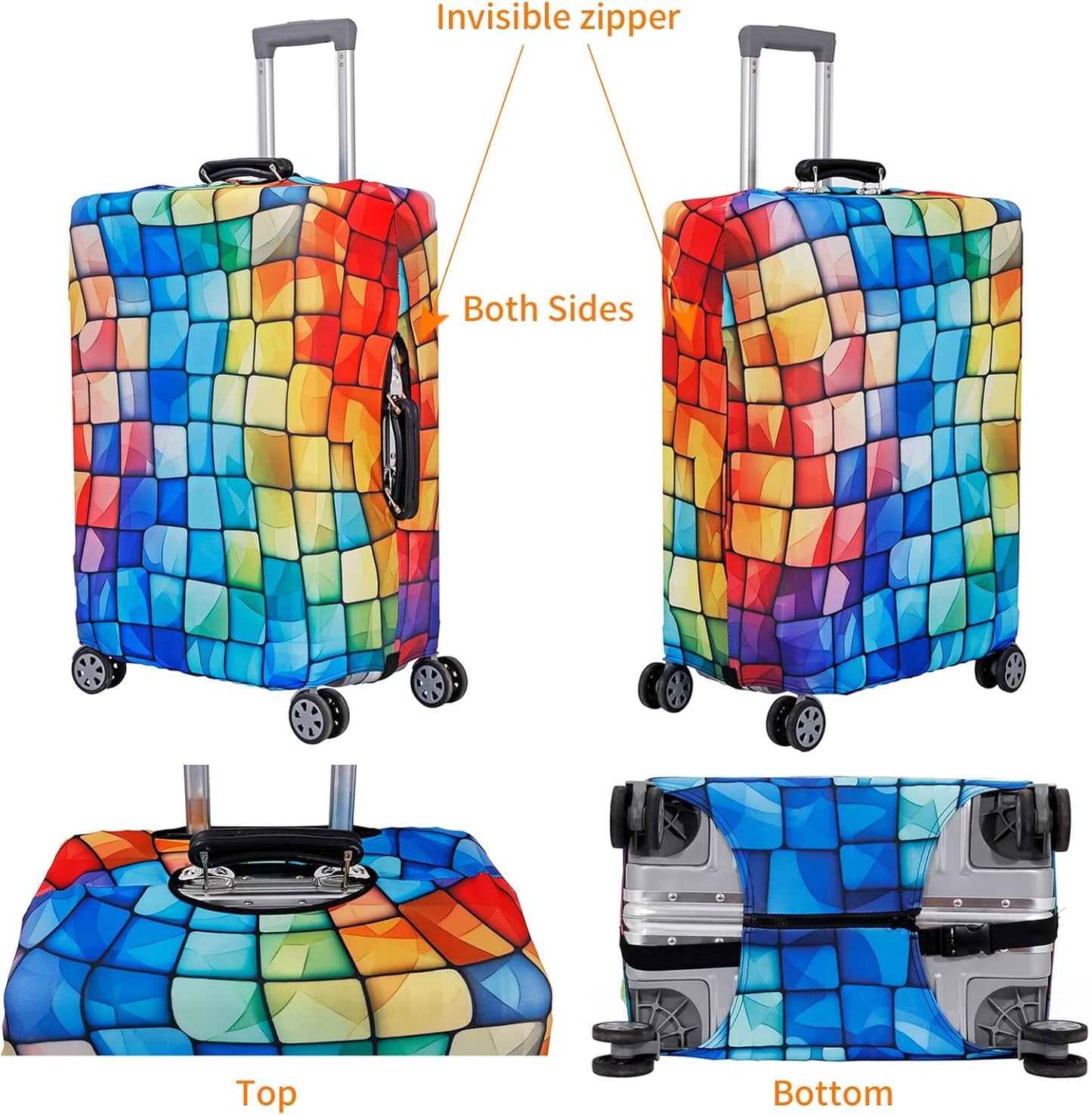 MosaiRudo Travel Luggage Covers For Suitcase Tsa Approved,Suitcase Cover Protector Fit 18-32 Inch Luggage Travel Accessories (T2413, S)