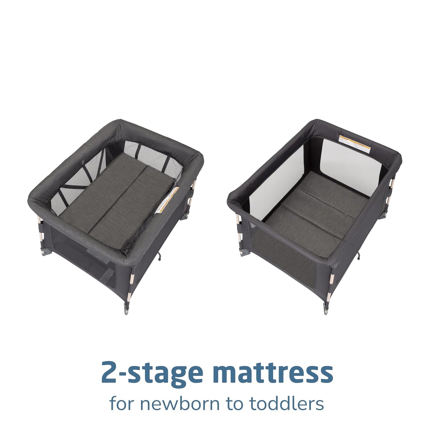 Maxi-Cosi Swift Baby Playard with Mat, Baby Playpen, Play Yard with Bassinet, Portable Playpen for Babies and Toddlers, Classic Graphite