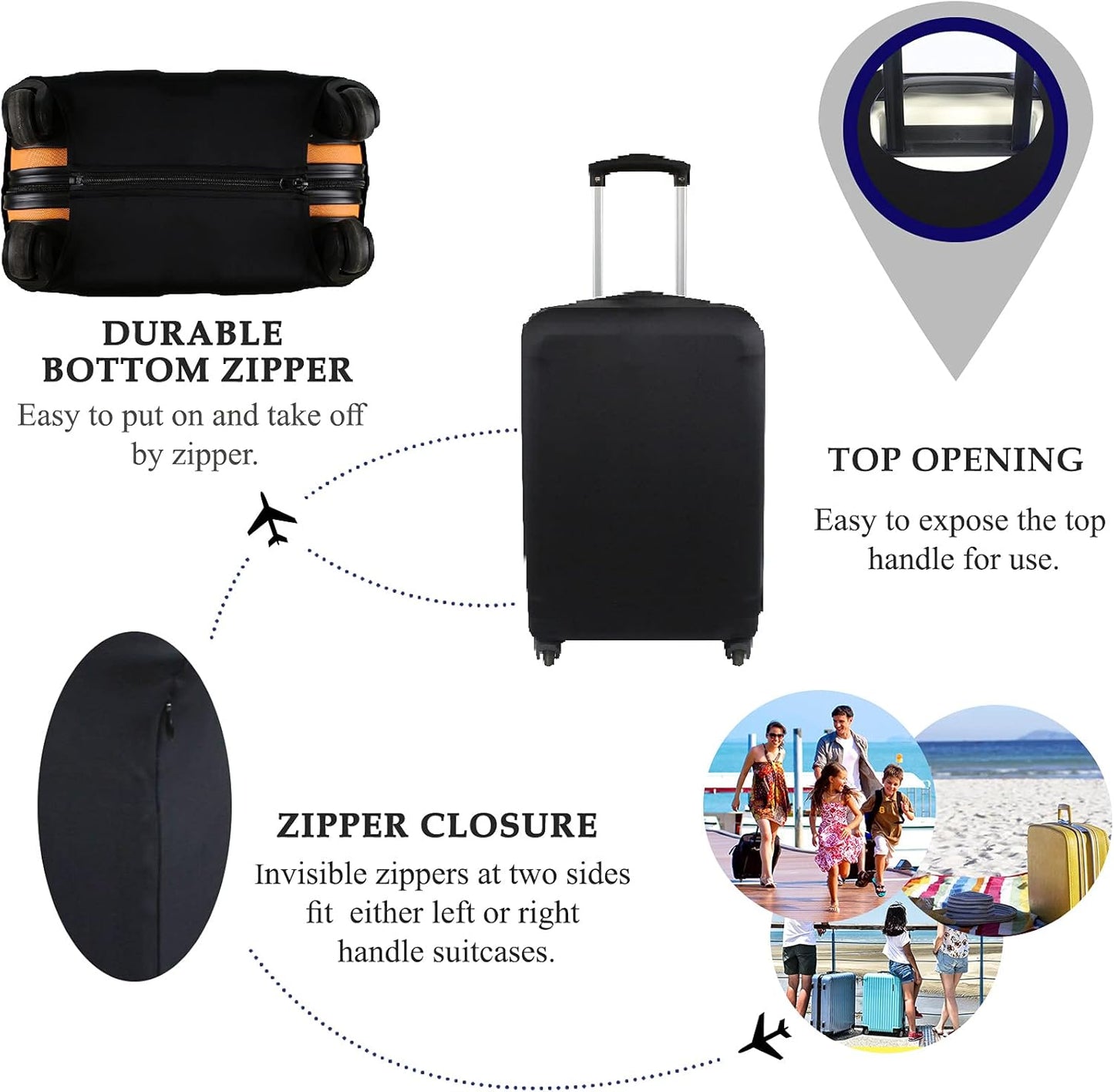 Explore Land Travel Luggage Cover Suitcase Protector Fits 27-30 Inch Case (Black, L)
