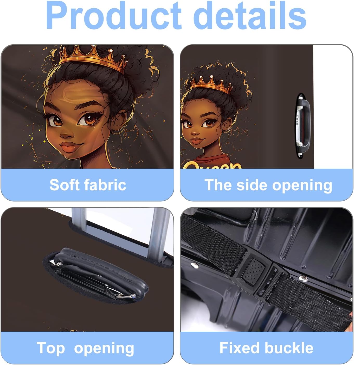 Luggage Cover Washable Suitcase Protector Anti-scratch Suitcase cover Fits 20-34 Inch Luggage (Girl-5, L(28-30inch suitcase))