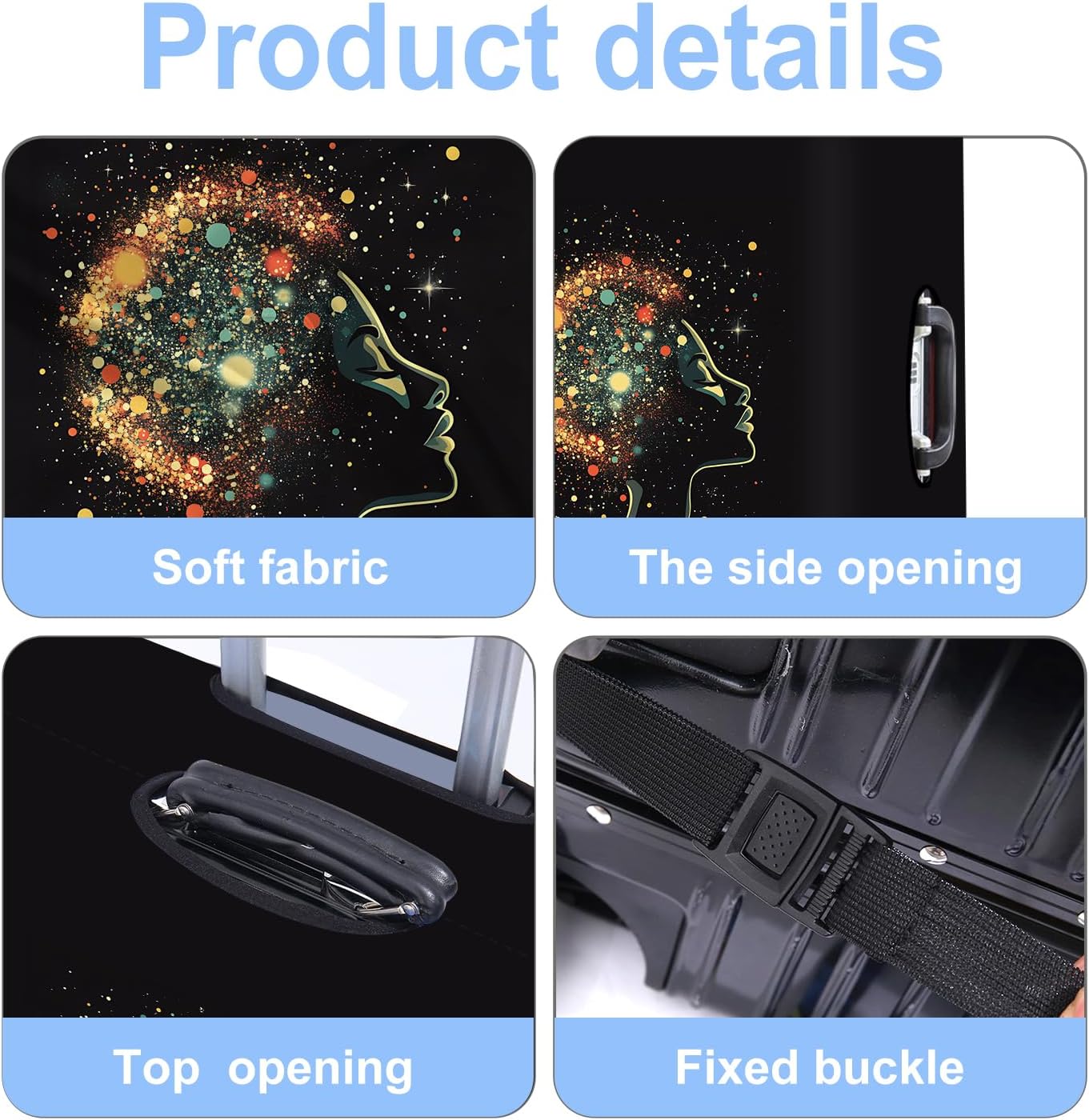 Luggage Cover Washable Suitcase Protector Anti-scratch Suitcase cover Fits 20-34 Inch Luggage (Girl-7, XL(32-34inch suitcase))