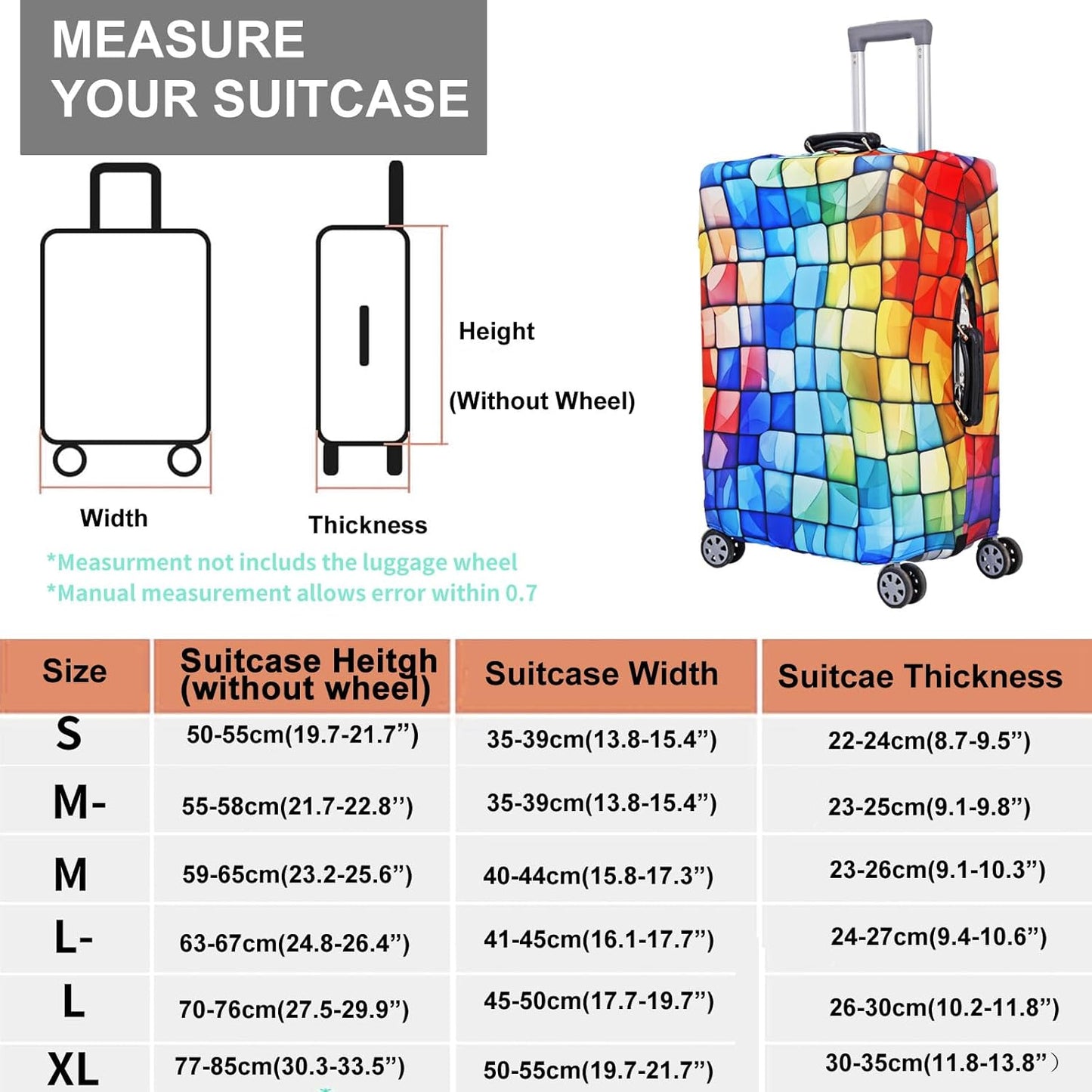 MosaiRudo Travel Luggage Covers For Suitcase Tsa Approved,Suitcase Cover Protector Fit 18-32 Inch Luggage Travel Accessories (T2506, XL)