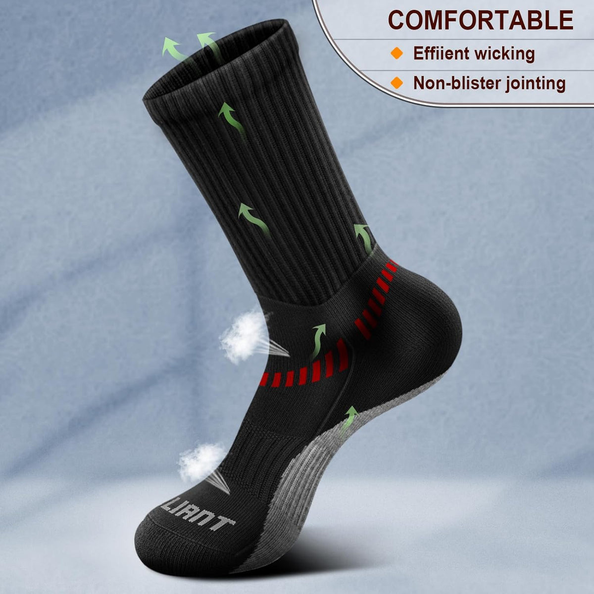 BULLIANT Compression Socks for Men 6Pairs, Athletic Crew Socks Cushioned For Men Sports Running-Arch Support