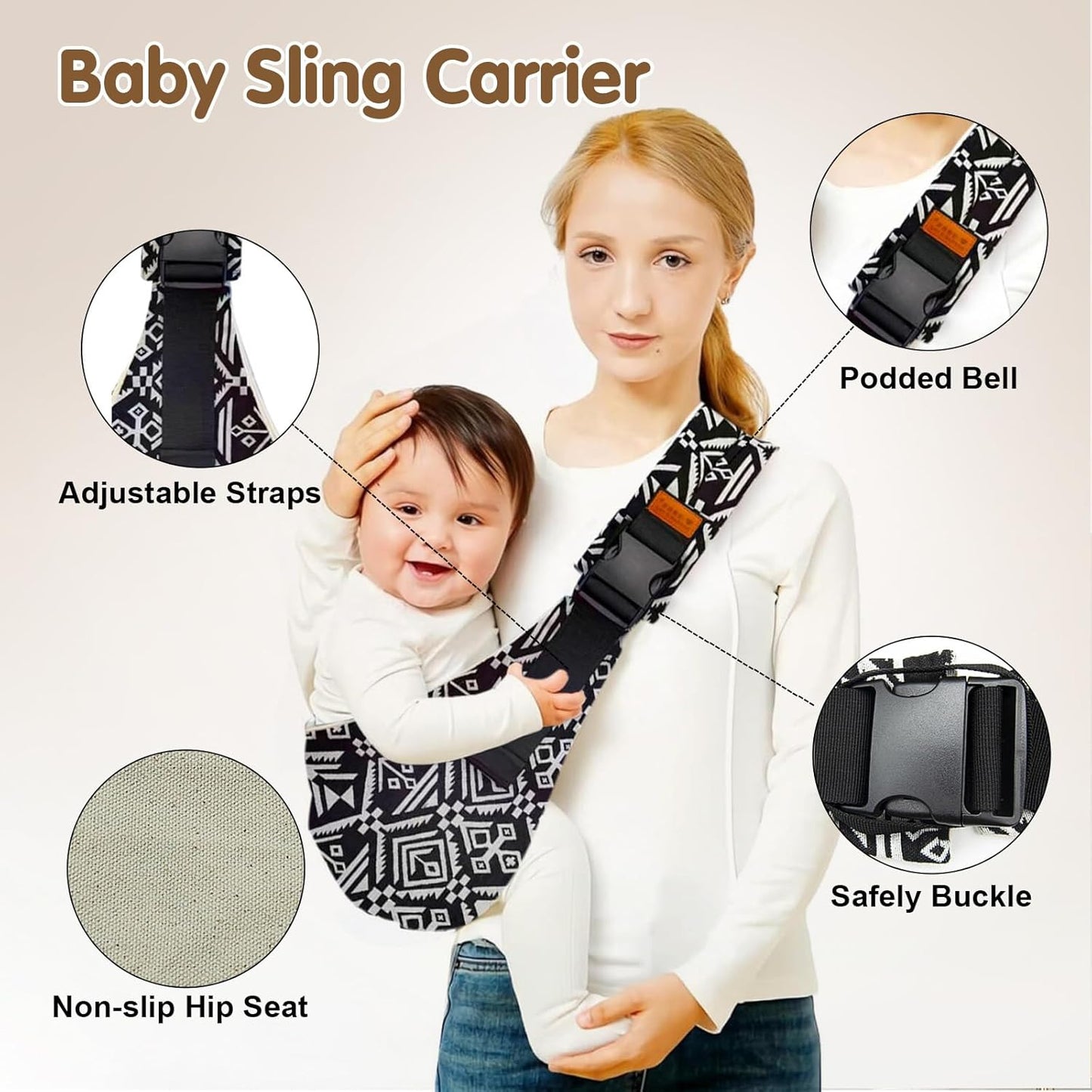 Baby Sling Carrier,Toddler Carrier, 2025 New Baby Sling,Portable and Lightweight Sling,Non-Slip Hip Seat Carrying 10-30lbs(Star)