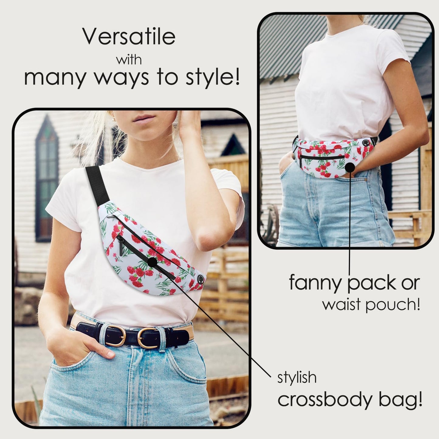 MAXTOP Large Crossbody Fanny Pack with 4-Zipper Pockets,Gifts for Enjoy Sports Festival Workout Traveling Running Casual Hands-Free Wallets Waist Pack Phone Bag Carrying All Phones