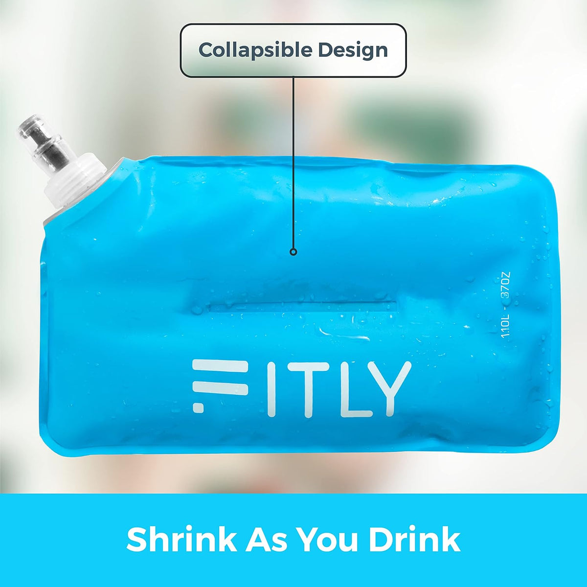 Soft Flask - Shrink As You Drink Soft Water Bottle for Hydration Pack - Folding Water Bottle Ideal for Running, Hiking, Cycling, Climbing & Rigorous Activity