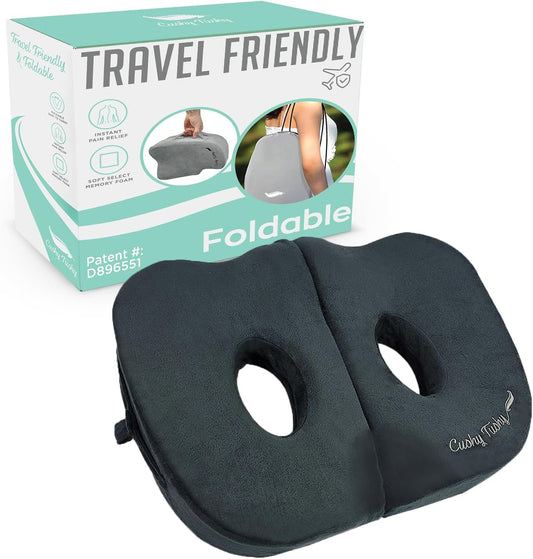 Foldable Sit Bone Seat Cushion - for Sit Bone Pain, Hip, Butt, Ischial Tuberosity, Hamstrings, and Sciatica Pain Relief - for Home, Office, and Driving…