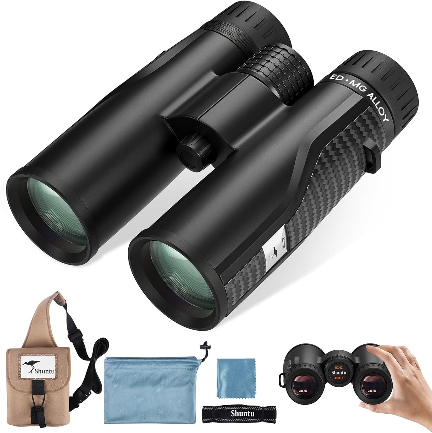 Premium ED Binoculars 10x42 for Adults - High Power HD Waterproof Binoculars for Bird Watching, Hunting & Travel