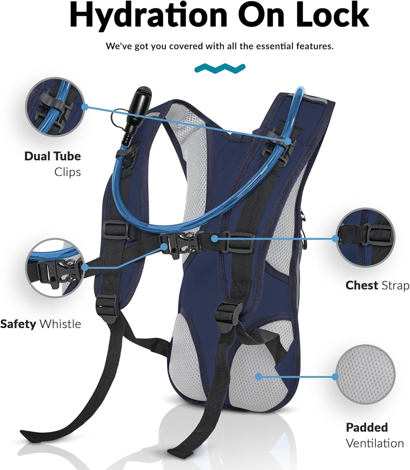 Water Buffalo Hydration Backpack - Lightweight Hydration Pack with 2L Water Bladder - Water Backpack for Hiking, Running, Biking, and Raves - Road Runner 12L Hydropack Backpack