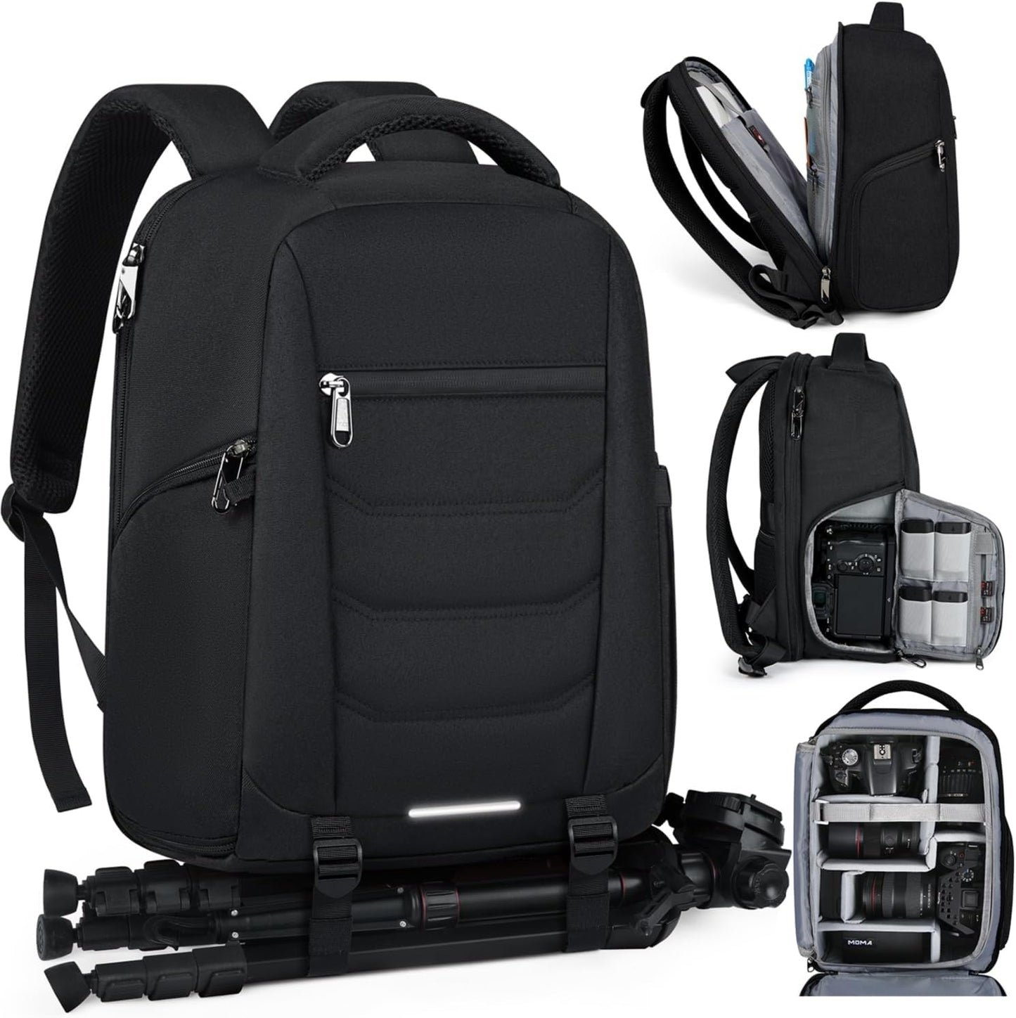 SDYSM Camera Bag Backpack Professional for DSLR SLR Mirrorless Camera Waterproof Laptop Back Pack 15.6 Inch with Rain Cover Anti Theft Travel Case Large Capacity Photography Backpack Black