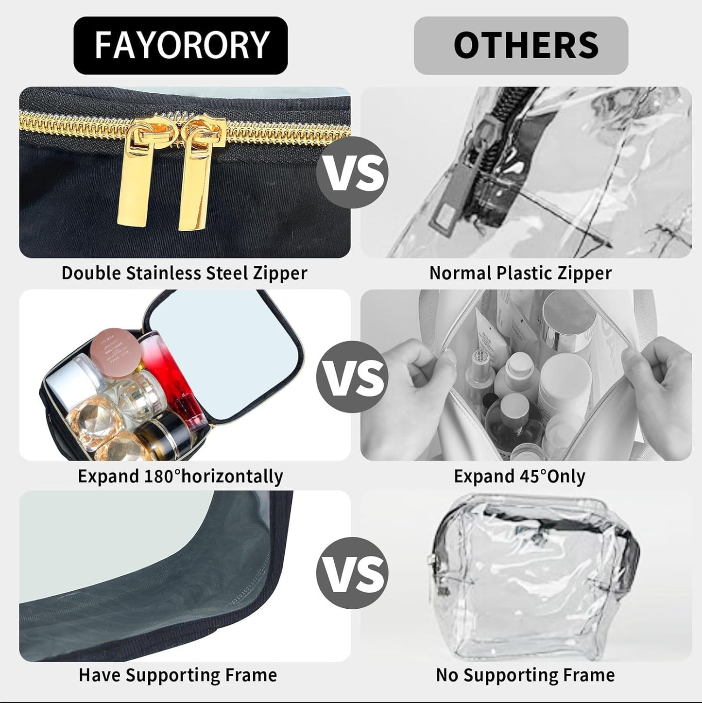 TSA Approved Travel Toiletry Bag,2 Pack Clear Makeup Bags with Handles,Quart Size Clear Cosmetic Bags for Traveling Women,Men,Carry on Airport Airline Compliant Bag,Black