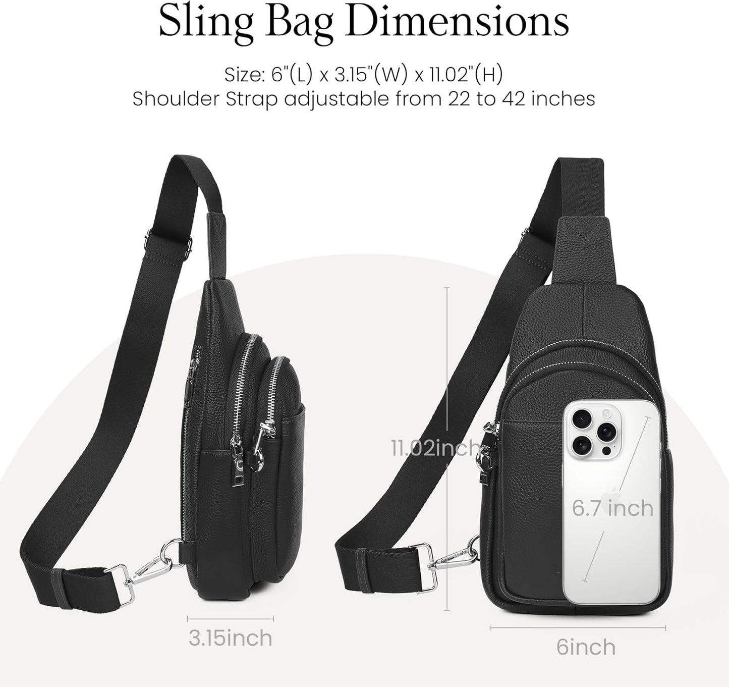 befen Genuine Leather Small Sling Bag for Women Anti-Theft Crossbody Chest Bags Fanny Packs for Travel with RFID Card Slots
