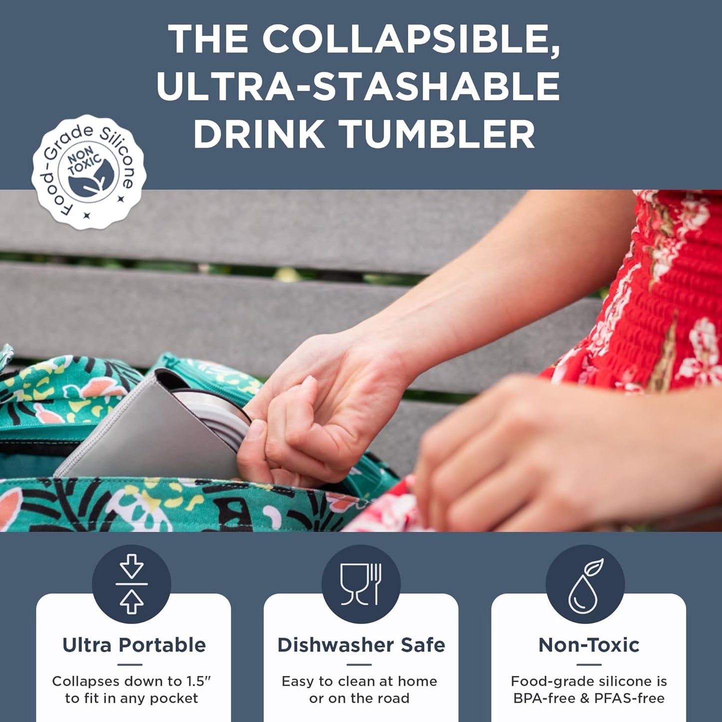 HYDAWAY 16oz Collapsible Tumbler - BPA-Free, Reusable Silicone Cup with Lid & Insulating Sleeve - Perfect for Coffee, Travel, and Everyday Use