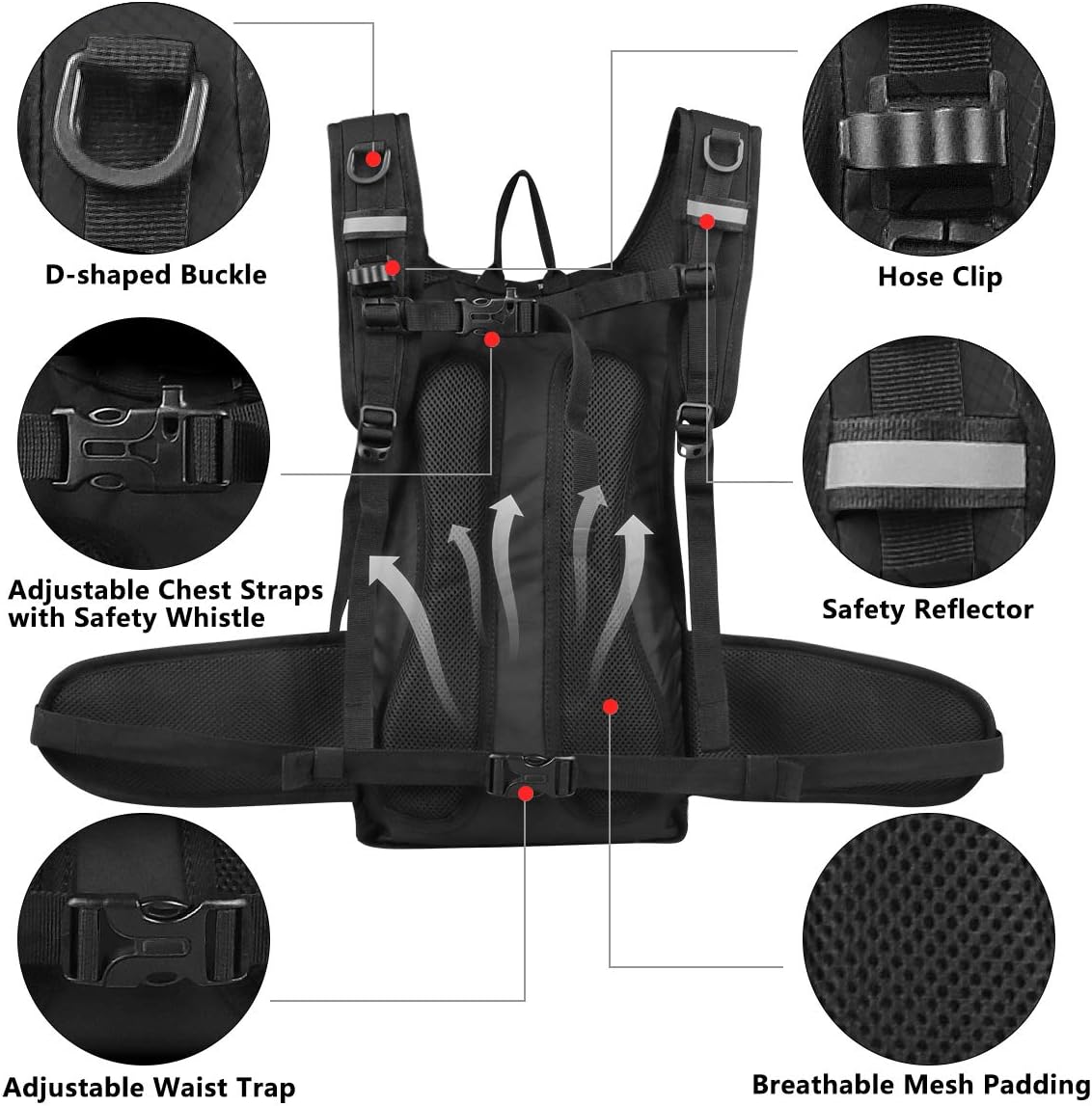 Insulated Hydration Pack Backpack with 3L BPA Free Leak-Proof Water Bladder, Keep Liquids Cool for Up to 5 Hours, Daypack for Hiking, Running, Cycling, Hunting, Climbing