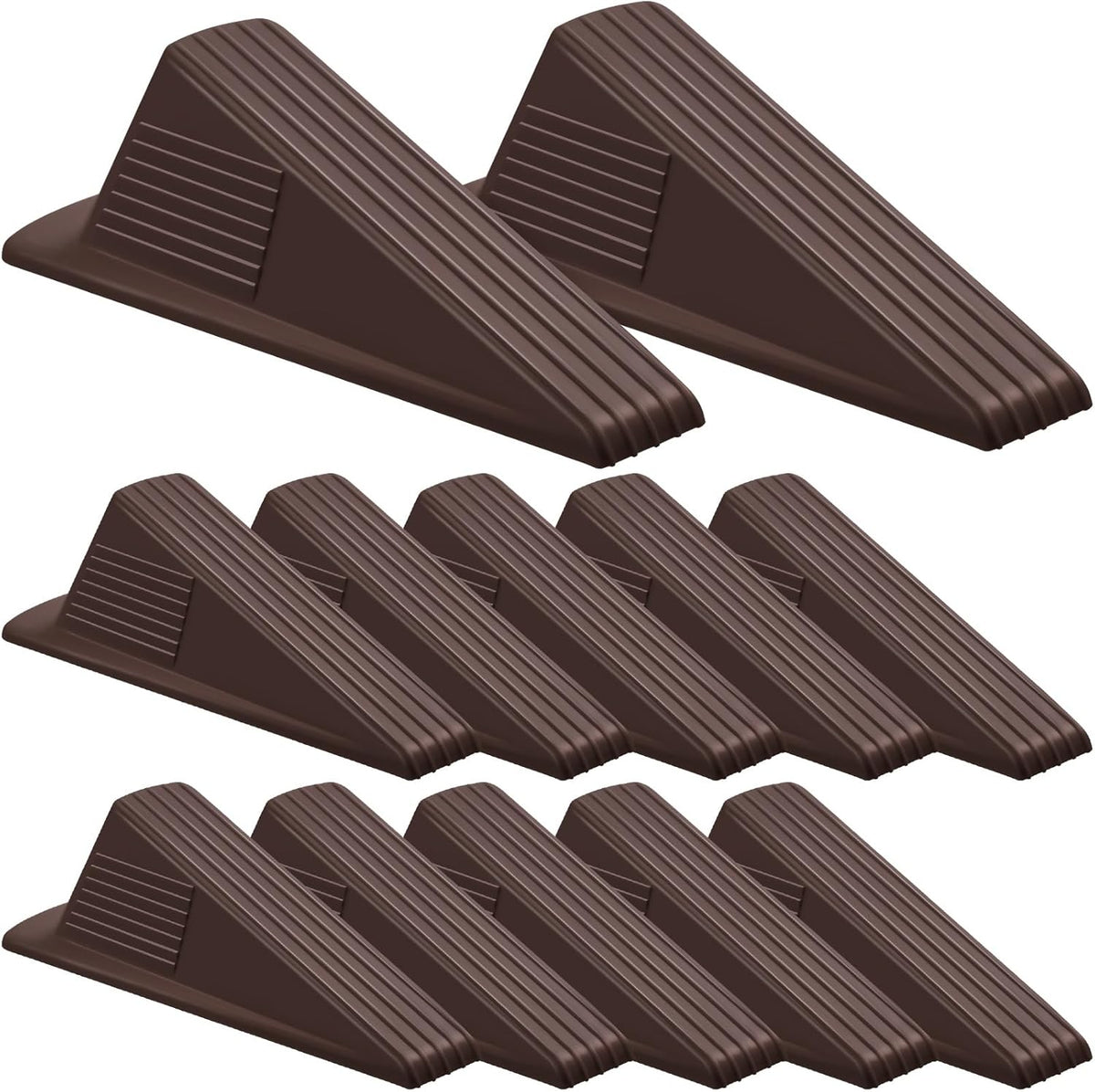 Frienda 12 Pcs Jumbo Door Stoppers Heavy Duty Door Stopper Tall up to 2inch Tall Wedge TPR Large Wedge Stackable Big Rubber Doorstop for Hotel Carpet Hardwood Concrete and Tile (Coffee)