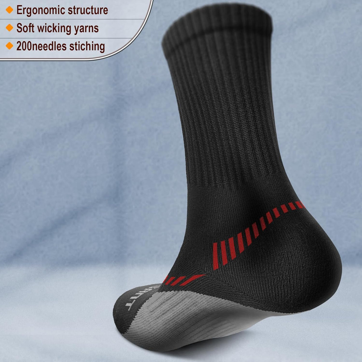 BULLIANT Compression Socks for Men 6Pairs, Athletic Crew Socks Cushioned For Men Sports Running-Arch Support