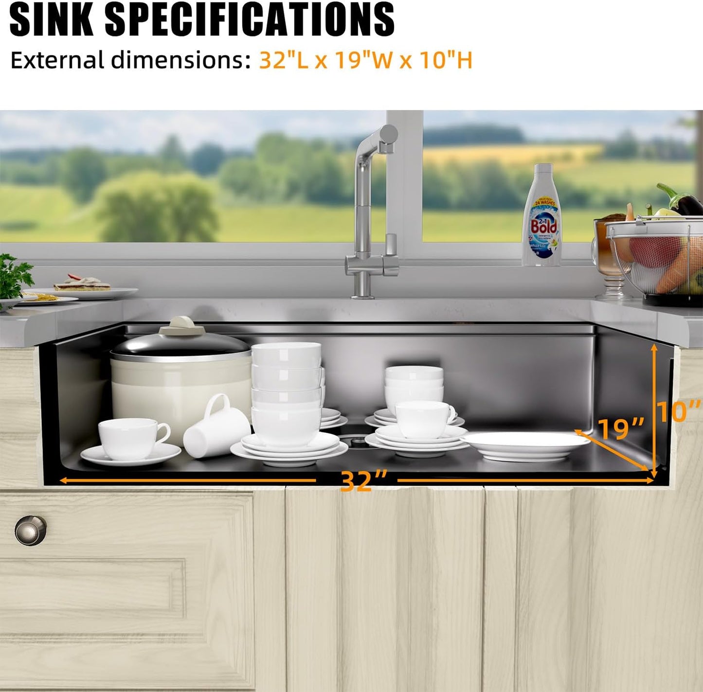 Undermount Kitchen Sink Stainless Steel 32x19 - Undermount Workstation Sink Single Bowl Commercial 16 Gauge Stainless Steel Kitchen Sinks Black