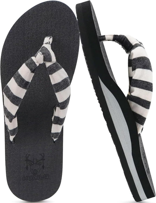 KuaiLu Flip Flops for Women with Arch Support Yoga Mat Comfortable Summer Beach Walking Thong Cushion Sandals Slip On Indoor Outdoor
