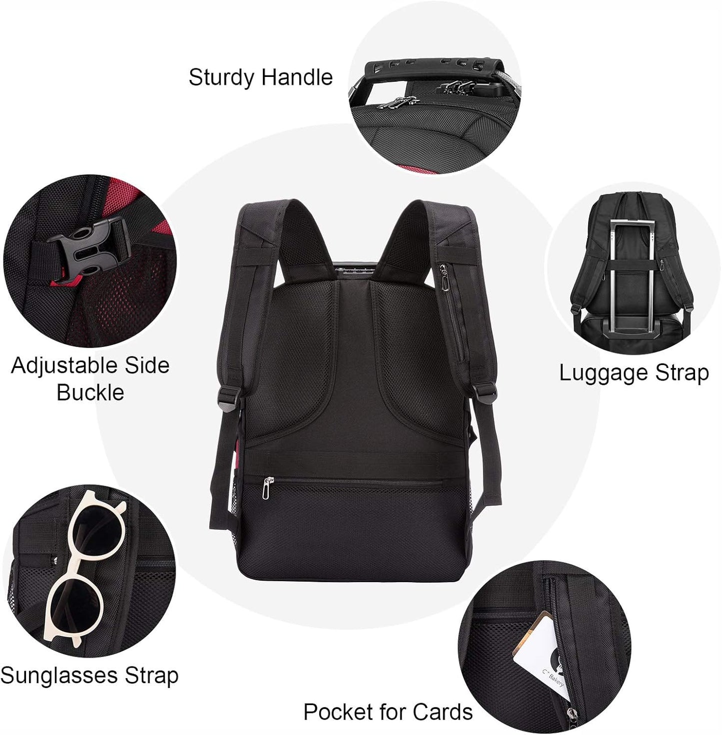 LOVEVOOK Travel Laptop Backpack Waterproof Anti Theft Backpack with Lock and USB Charging Port Large 17-17.3 Inch Computer Business Backpack for Women Men Red