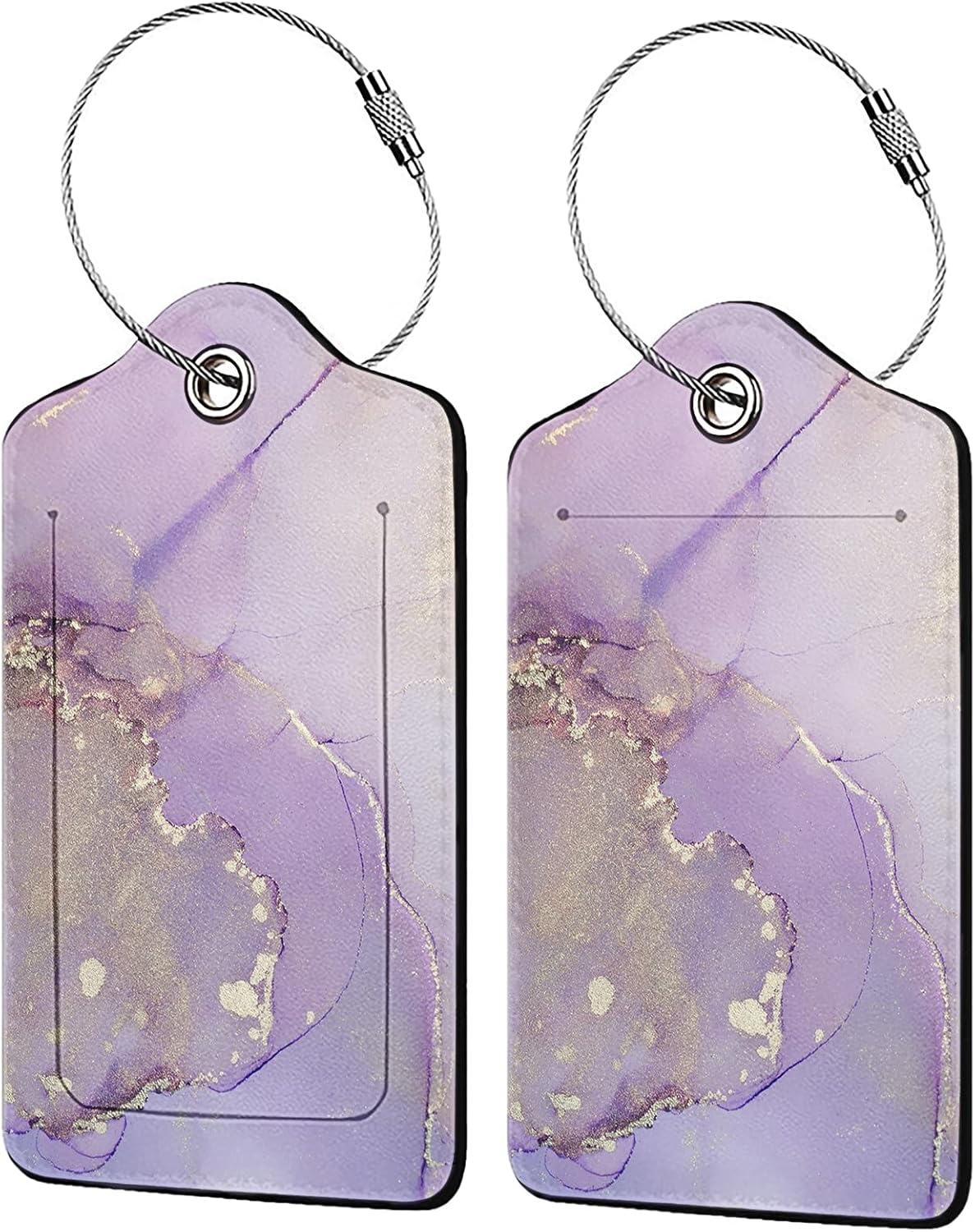 Light Purple Marble Luggage Tag Personalized Luggage Tags for Suitcases,Leather Bag Tags for Backpacks Handbag with Name ID Label Travel Essentials Baggage Tags 2 Pack