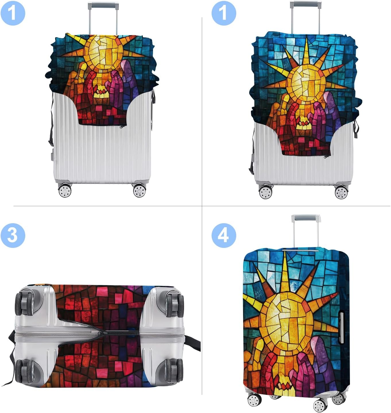 Luggage Cover Washable Suitcase Protector Anti-scratch Suitcase cover Fits 20-34 Inch Luggage (Sun, M(24-26inch suitcase))