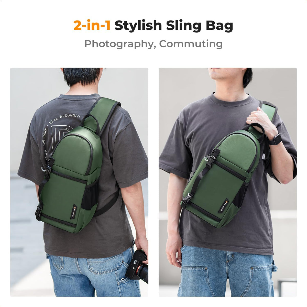 K&F CONCEPT Camera Sling Bag Crossbody Bag Camera Shoulder Backpack DSLR/SLR/Mirrorless Photography Bags Compatible with Canon/Nikon/Sony/Fuji/Gopro/DJI