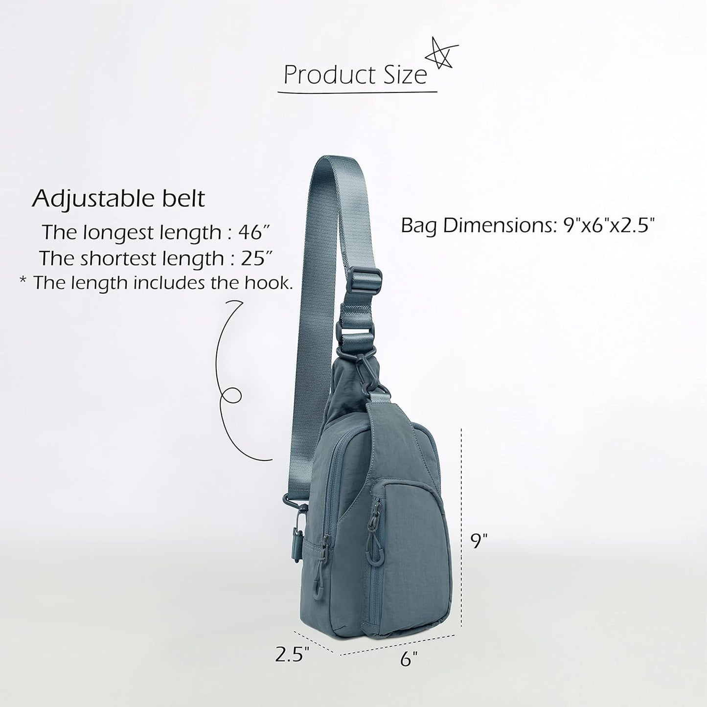 ODODOS Daily Sling Bag with Adjustable Straps Crossbody Chest Bag Lightweight Small Backpack for Casual Traveling Hiking