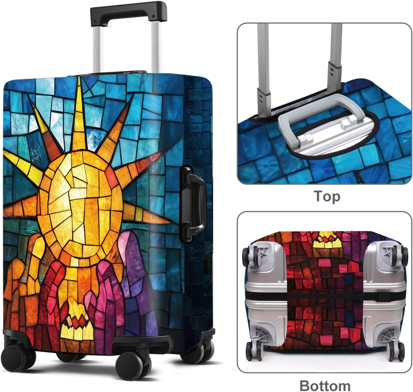 Luggage Cover Washable Suitcase Protector Anti-scratch Suitcase cover Fits 20-34 Inch Luggage (Sun, XL(32-34inch suitcase))