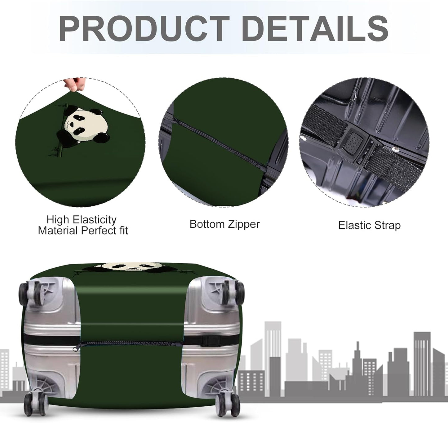 ANNA QUEEN Panda Luggage Cover, Cute Panda Design Suitcase Protector, Stretchable Washable Travel Sleeve for 28-30 Inch Luggage