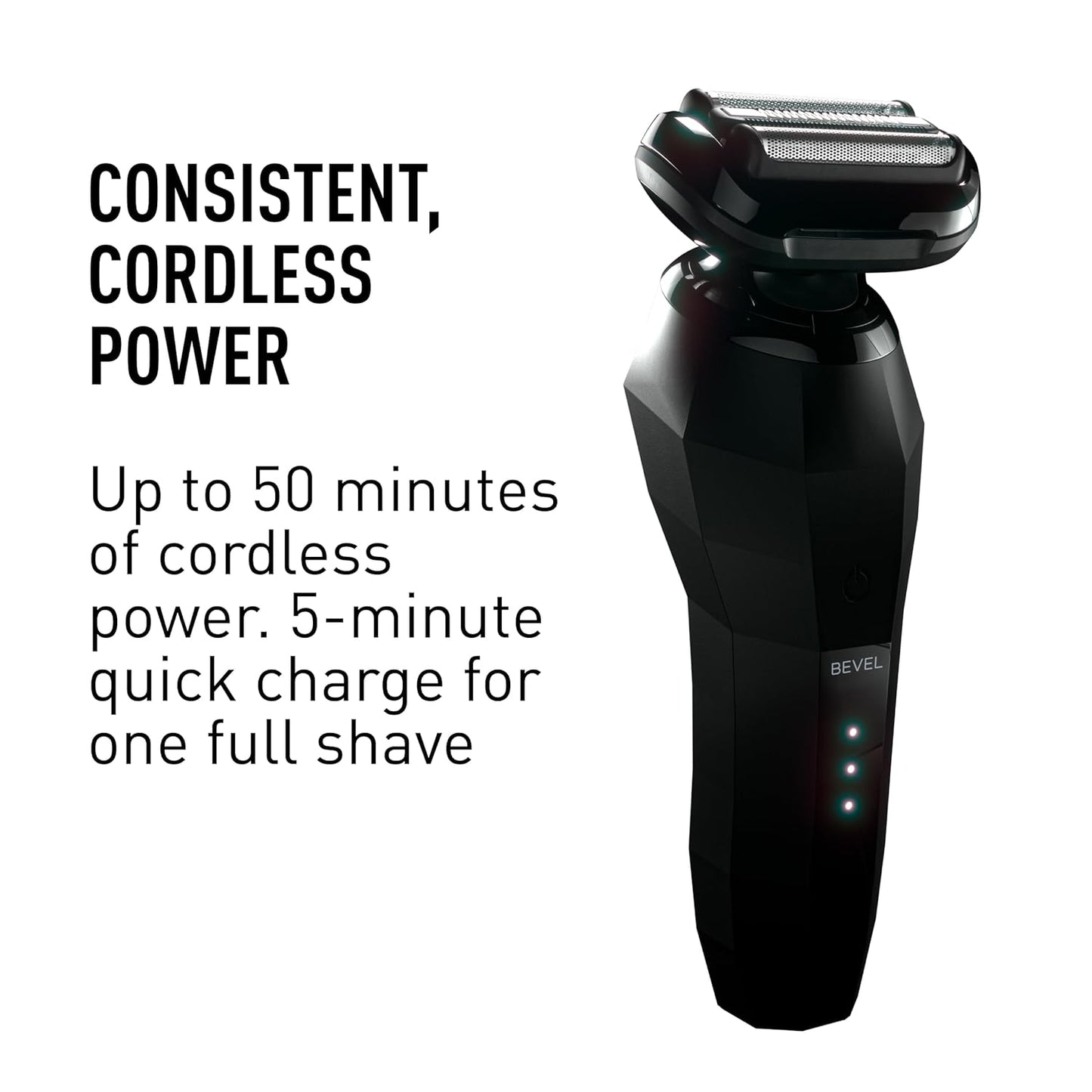 Bevel Electric Shaver for Men, Mens Foil Shavers for face, Wet & Dry Shave, Waterproof, Fast Charging, Cordless Rechargeable, Black