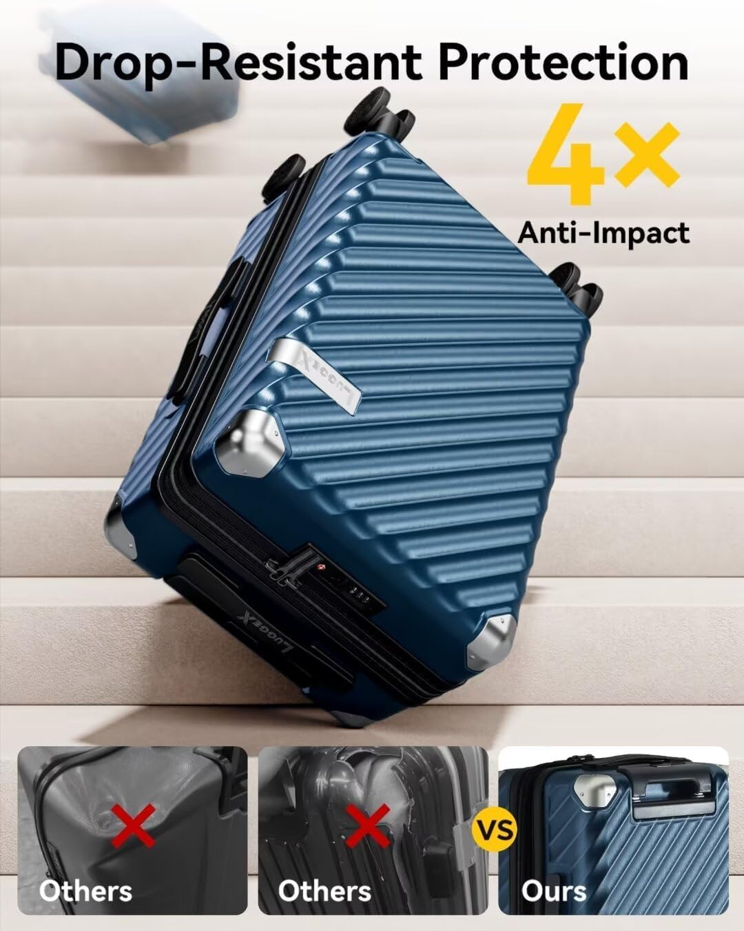 LUGGEX Luggage with Spinner Wheels - Expandable Hard Shell Suitcase With Wheels, Carry-On 20-Inch, Cherry