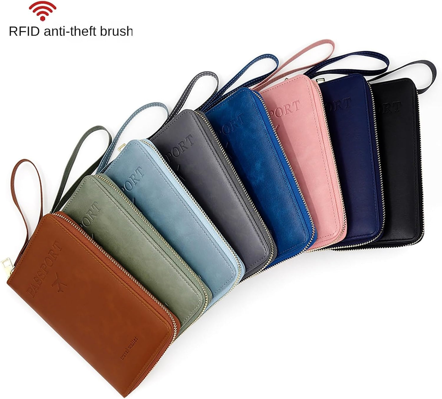 Rowgins Rfid Blocking Passport Holder Wallet, Rowgins Rfid Passport Holder with Zipper, PU Leather PassportHolder for Travel (PINK)