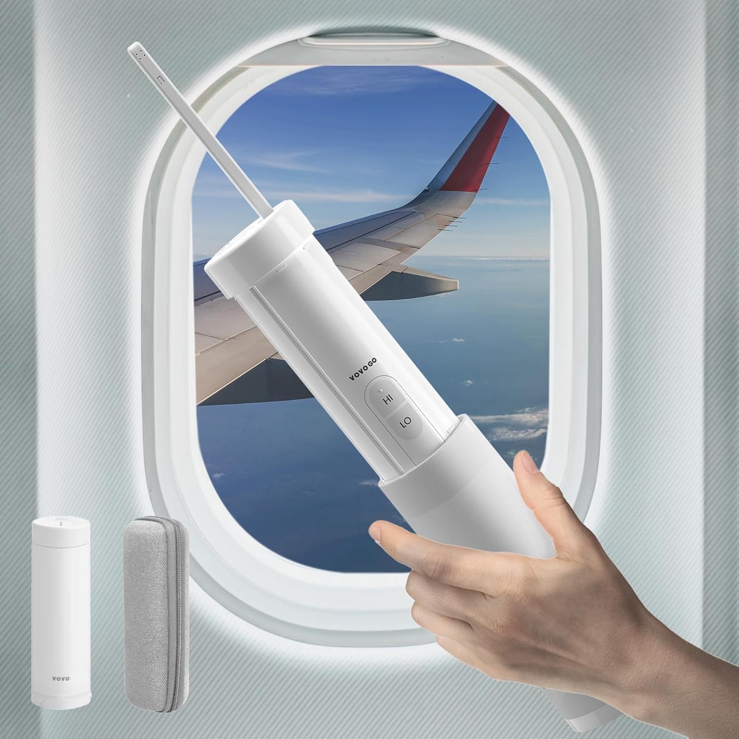VOVO Go Portable Electric Bidet for Travel - 2 Adjustable Pressure Settings, Compact Handheld Bidet, Ideal for Personal Hygiene & Postpartum Care, Lightweight & Leak-Proof Design - 140ml, White