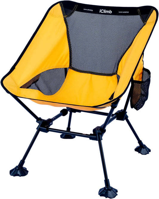 iClimb Ultralight Compact Camping Folding Beach Chair with Anti-Sinking Large Feet