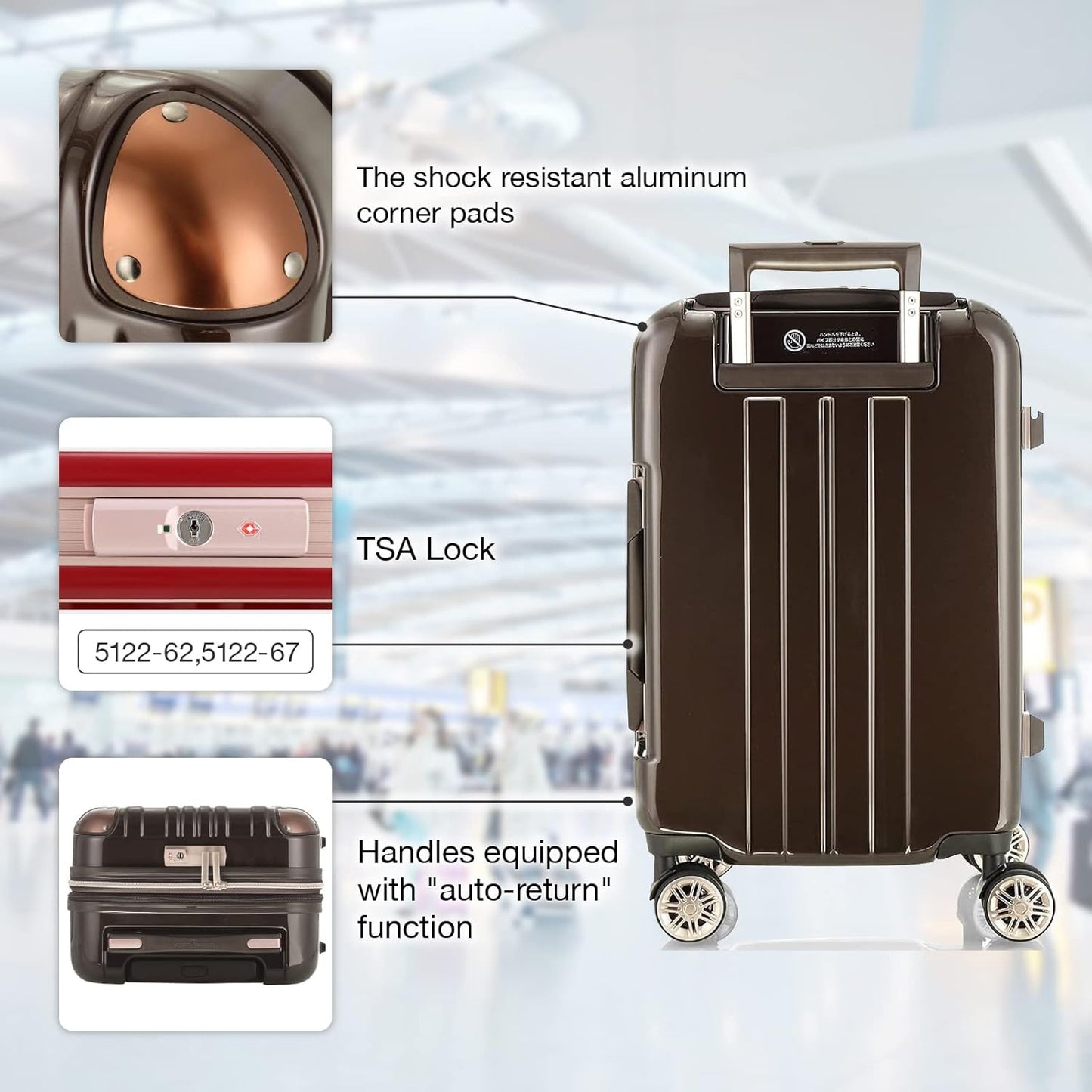 LEGEND WALKER Durable Aluminum Frame Hardside Luggage, 28-inch, Rose Gold, 5122-62-RGD
