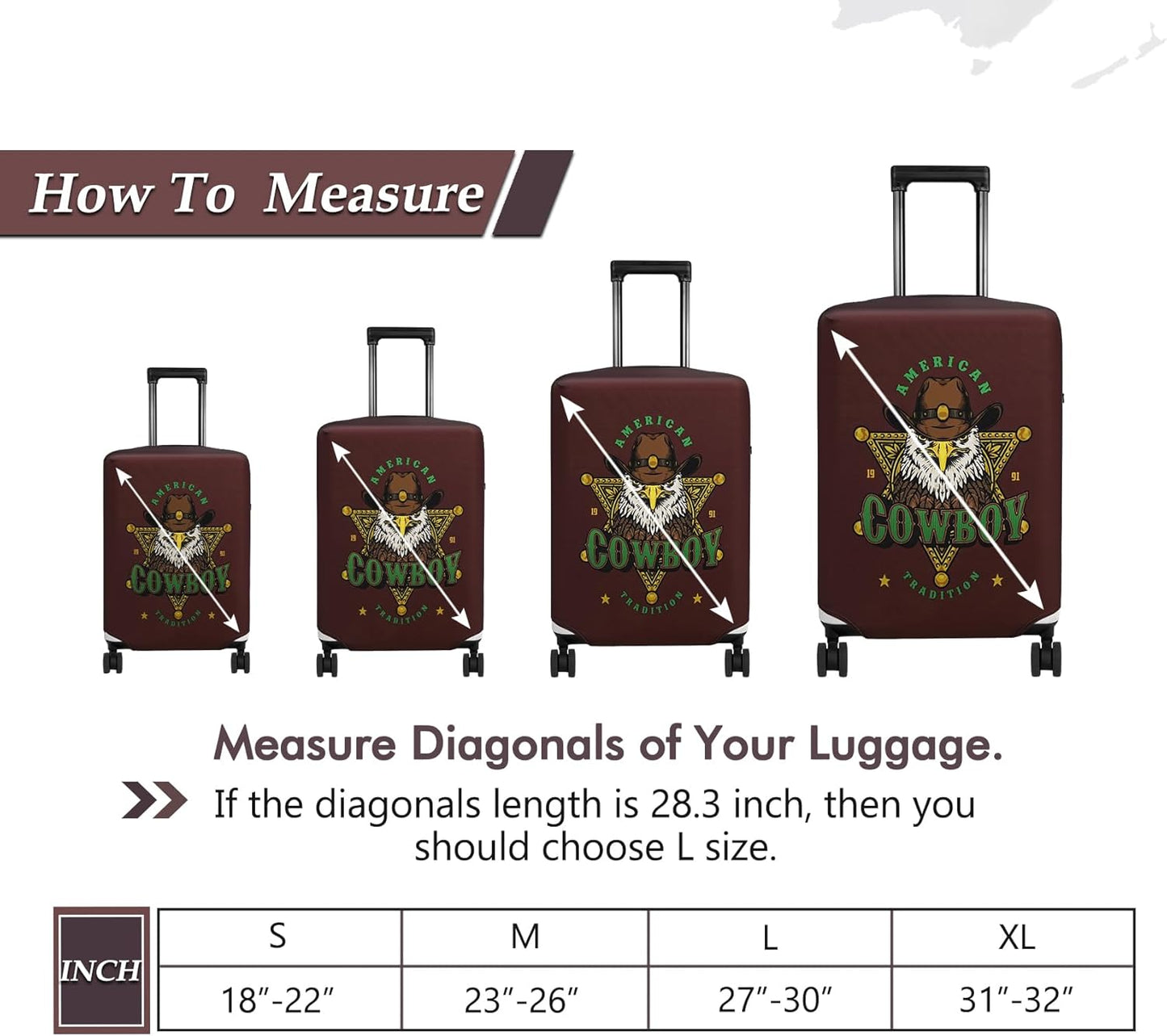 HYPER VENTURE Washable Luggage Cover - Fashion Suitcase Protector Fits 27-30 Inch Luggage (Eagle Glory, L)