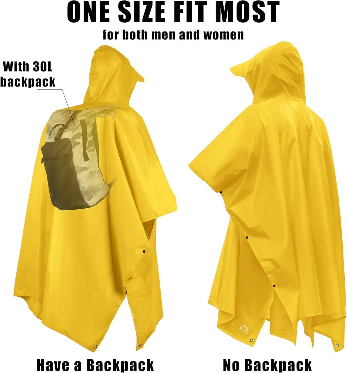 Coralrain Hooded Rain Poncho Lightweight Waterproof Unisex Raincoat Jacket with Pocket for Men Women Adult