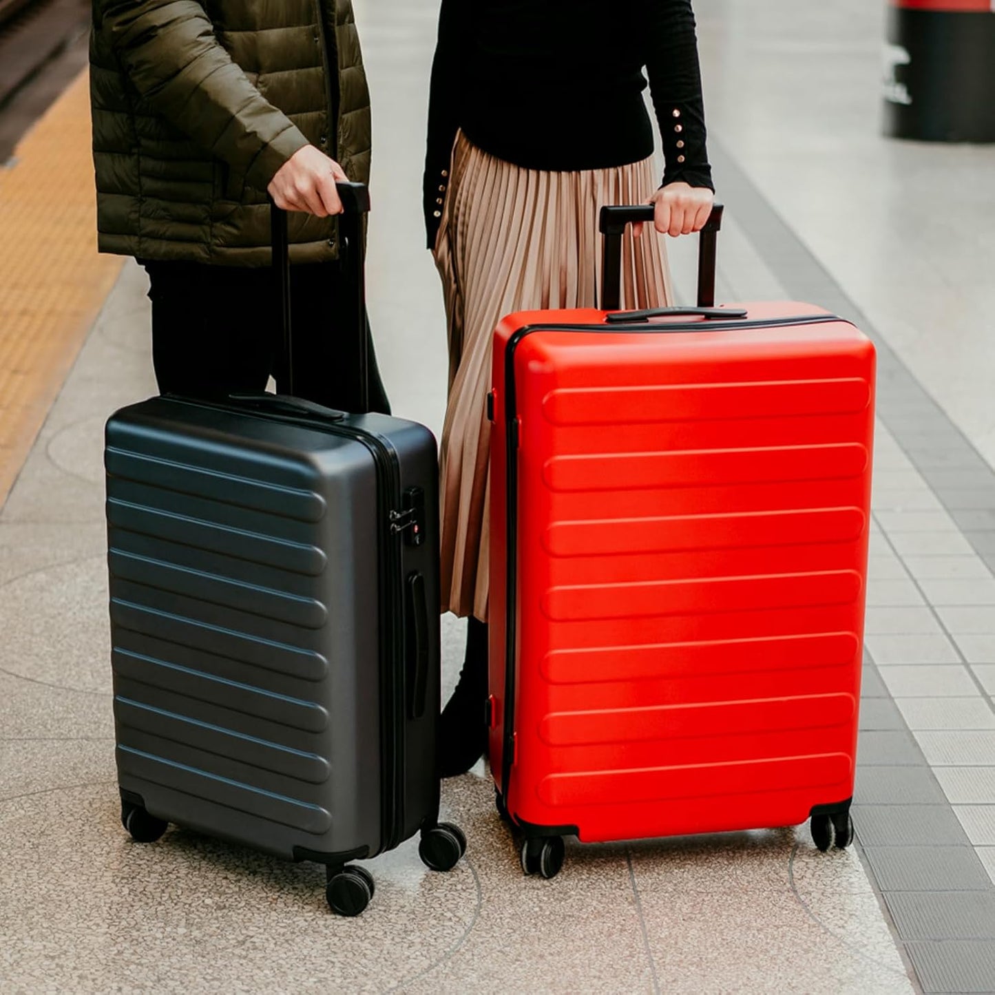 NINETYGO Large Checked Luggage 28 Inch, Checking In Luggage with Smooth Spinner Wheels, Lightweight, Hard Shell PC Suitcase, Lightweight Travel Luggage, TSA Approved (Raspberry, Rhine Basic)